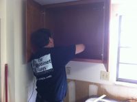 Then your new upper cabinets are hung